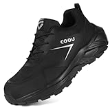 Zapatos de Seguridad para Hombre Mujer Antideslizante Calzado Seguridad Deportivo Ligeras Transpirables Zapatillas de Trabajo con Puntera de Acero Negro 39