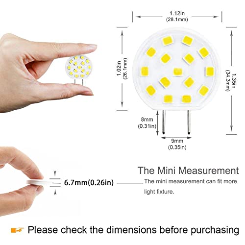 Gaormii G8 Led Bulb Dimmable 3W Mini Thin Puck Light Bulbs Equivalent To 20W-25W Halogen Bulb, T4 Jcd Type Bi-Pin Base, 120V Natural White 4000K G8 Bulb For Under Cabinet, Counter Lighting (8 Pack) #TOP1