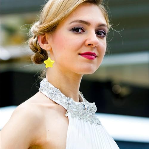 GBAHFY Fluorescence Star Earrings Multicolor 80s Neon Resin Star Dangle Earrings for Women 80s Halloween Party Costume Accessory3