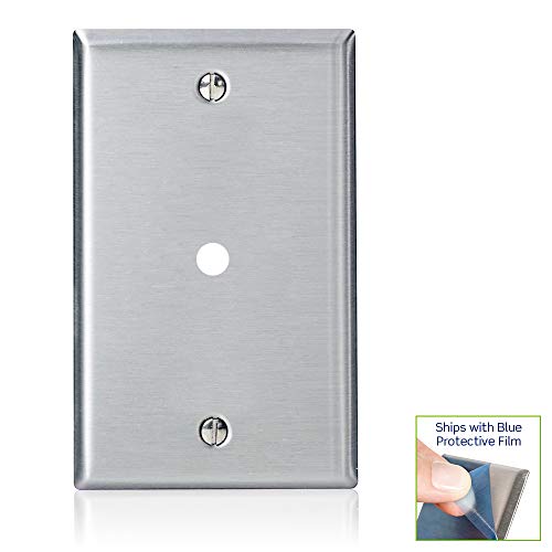 Leviton 84013 1-Gang .312-Inch Hole Device Telephone/Cable Wallplate, Standard Size, Box Mount, Stainless Steel