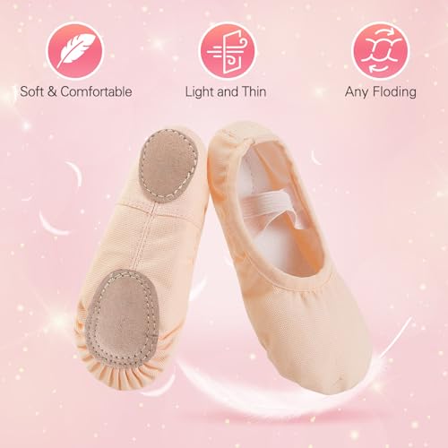 Ballet Shoes for Girls, Canvas Toddler Ballet Shoes Leather Split Sole Ballet Slippers for Girls Toddler/Little/Big Kid3
