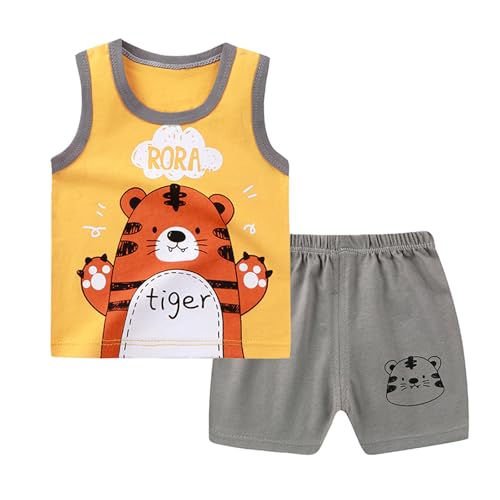 Image of Toddler Boys 4PCs Tank Top and Shorts Set Summer Clothes Cotton Outfits