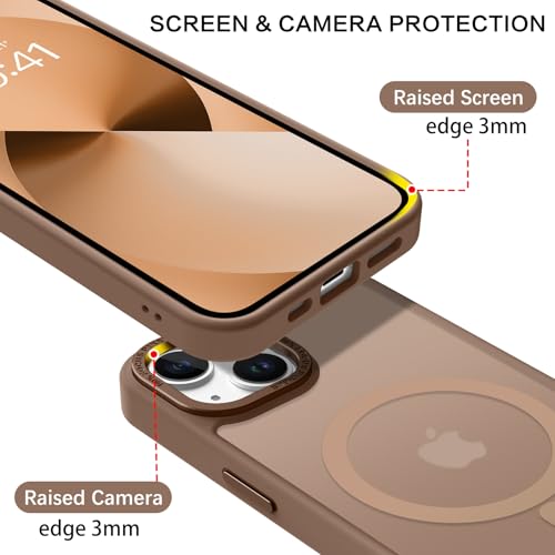 Image of BENTOBEN Magnetic for iPhone 13 Case & iPhone 14 Case [Compatible with Magsafe] Translucent Matte Phone Case iPhone 13 /14 Slim Shockproof Women Men Protective Cover for iPhone 13 /14 6.1 inch, Brown