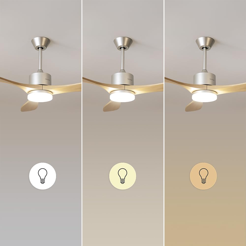 Cecotec Ventilador de Techo con Mando a Distancia, Temporizador y Luz LED EnergySilence Aero 5290 Golden Pro. 35 W, Motor DC, 52", 3 Aspas, 5 Velocidades, Función Invierno, Dorado