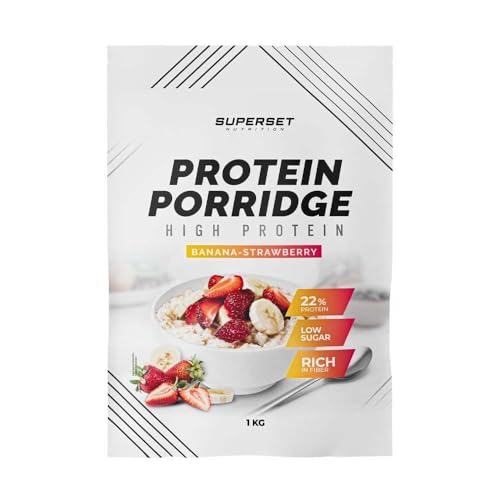 Superset Nutrition - Gachas De Proteínas (1kg) - Copos de avena - Deliciosas gachas proteicas bajas en azúcar - Fresa Plátano