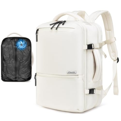 Travel Backpack with Vacuum Compression System 60L Built-in Pump Beige