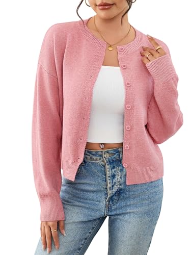 Image of Ibeauti Cropped Cardigan Sweaters for Women 2026 Trendy Spring Y2k Outfit Long Sleeve Button up Open Front Short Knit Sweater