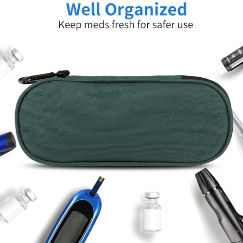 Image of Insulin Pen Cooler Travel Case with 2 Reusable TSA Approved Ice Packs, Diabetic Medication Insulated Cooler Bag for Insulin Pens and Other Diabetic Supplies Storage Dark Green
