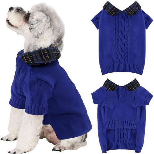 Dog Sweater Soft Polo Pullover Dog Sweaters for Small Medium Dogs Cats Knitted Thick Warm Puppy Clothes for Chihuahua Yorkie Bulldog Christmas Cold Weather Pet Outfits