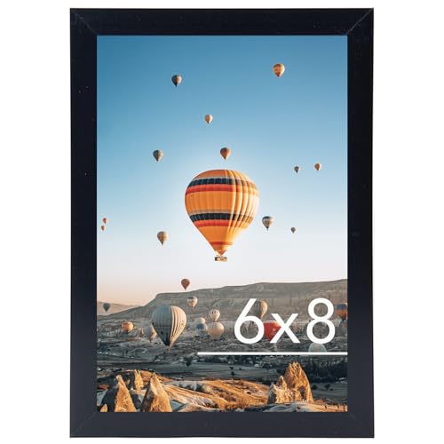 Image of JCJMY 6x8 Picture Frame Black for Wall Hanging or Tabletop, Wall Mounting Horizontally or Vertically, 6 x 8 Wall Gallery Poster Photo Frame with Shatter Resistant Plexiglass, Black
