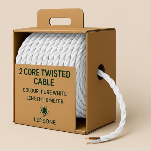 Câble tressé blanc 10m idéal pour créer une lampe suspendue industrielle