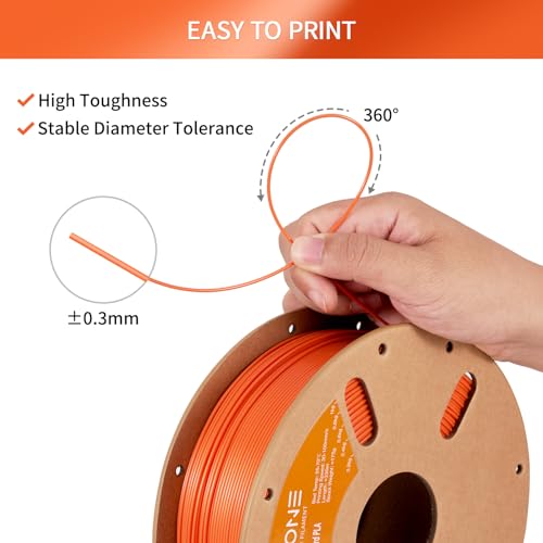 Image of ERYONE PLA Filament 1.75mm, 3D Printer Filament PLA, + /-0.03mm, 1kg(2.2lbs) /Spool, Orange