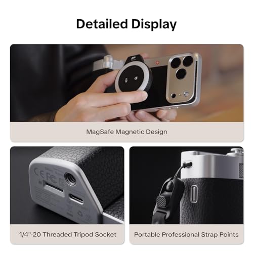 Image of PGYTECH RetroVa Grip Kit for iPhone 16 Pro, Vintage Leather Camera Case