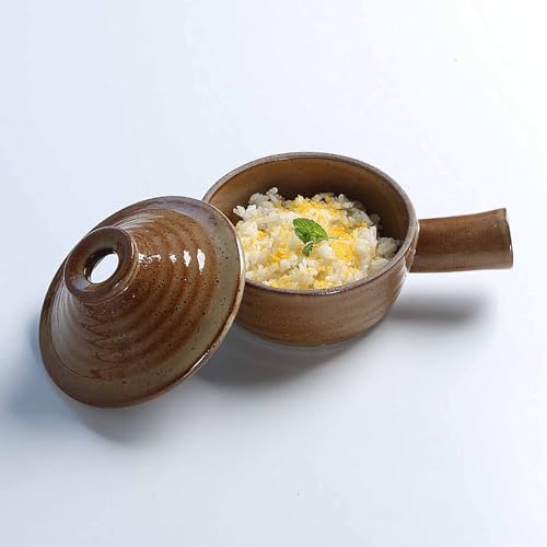 Olla de cocina Cazuela Cazuela Mini tazones de sopa de cerámica con asas, Cazuela de cerámica japonesa Olla de barro con tapa, Cazuela resistente al calor