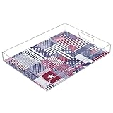 Bandeja transparente para servir con asa, bandera americana, bandejas, acrílicas, para decoración del hogar