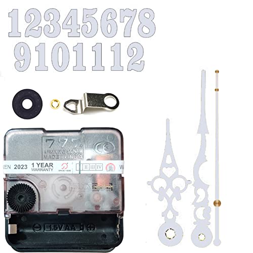 Image of 12 Pcs Arabic Mirrored Acrylic Numerals Movement Machine 22mm for Wood Resin Marble Clock Fancy Needles Pack 2 (White D4)