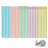 Juego de 30 lápices triangulares HB multicolor con borrador, útiles escolares kawaii, lápices de la suerte para exámenes, escuela, oficina, regalos de cumpleaños y regalos de empresa.