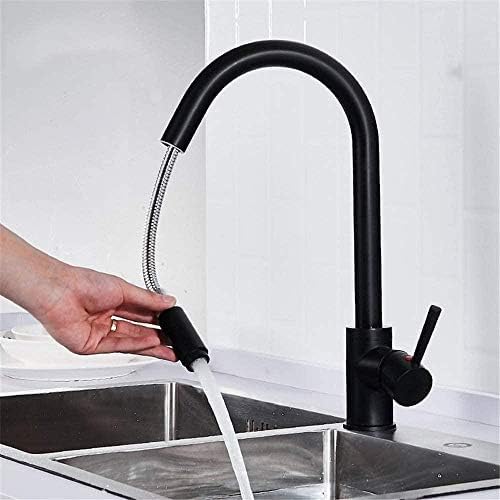 Robinet eau chaude et froide noir brossé pour un îlot de cuisine fonctionnel