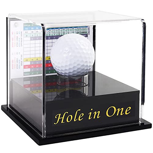 HYYPME Golf Ball Display Case for Hole in one Ball with Scorecard Display, Golf Gifts, Accessories for Men and Women (Content: Hole in One)