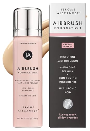 Jerome Alexander MagicMinerals AirBrush Foundation - Long Lasting Full Coverage Foundation Makeup with Anti Aging - Sweat‑Resistant Breathable Microfine Mist for Natural Finish - Light Medium