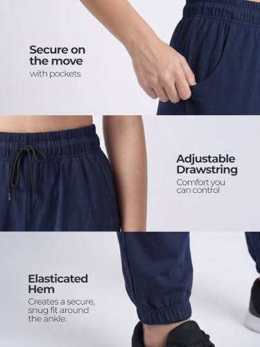 Image of Fflirtygo Cotton Solid Joggers /Track Pant /Solid Pajama /Leggings �100% Export Quality Soft Cotton Night Wear /Pocket Pyjama for Women Combo Pack of 2Pcs, Blue and Grey
