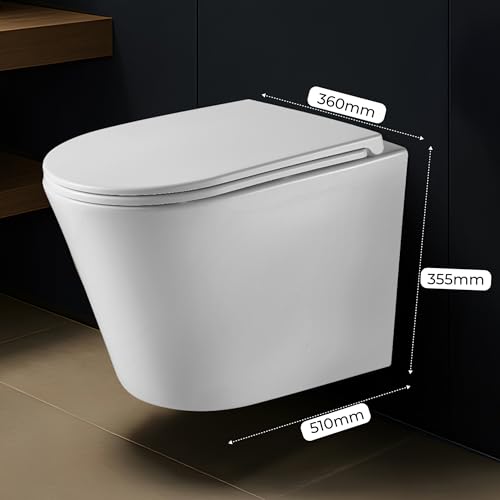 Image of Somany Eiffel Plus Quiet Swirl Wall Hung Toilet | Round Rimless Design, Dual Flush 3 /6 LPF | Tornado Flush & UF Soft-Close Top-Fixing Seat