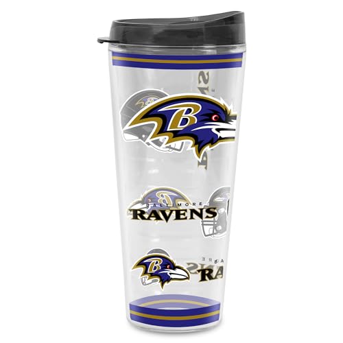 Image of Rico Industries NFL Football Baltimore Ravens Double Wall 20oz Tritan Tumbler