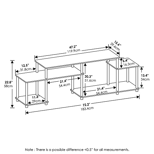 Image of Furinno Turn-N-Tube Handel Stand for TV up to 55 Inch, French Oak