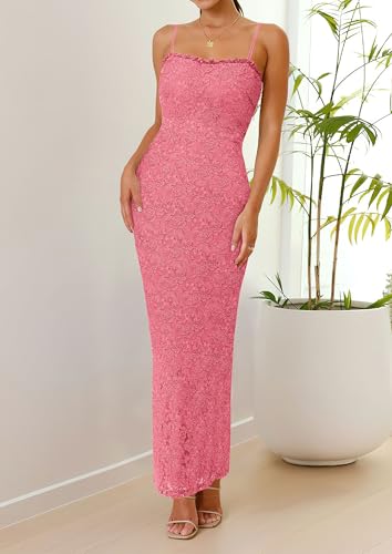 Image of PRETTYGARDEN Summer Dresses for Women 2026 Lace Floral Bodycon Semi Formal Party Wedding Guest Boho Maxi Dress