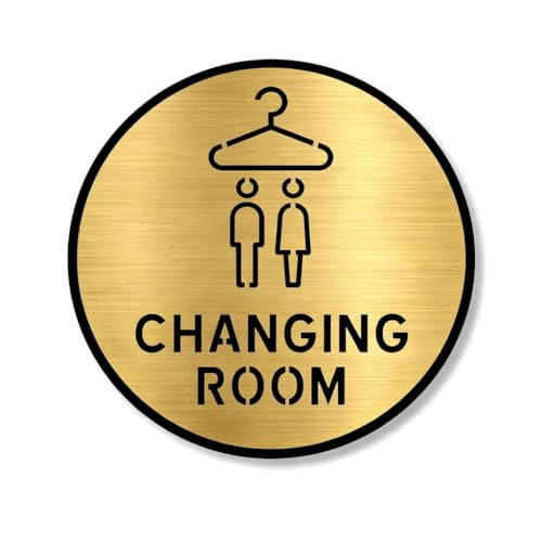 Image of Premium Brush Gold Finish Acrylic Changing Room Door Sign Easy to Mount Self-Adhesive Tape Signage for Hotel Office Resort Society Corporate Business