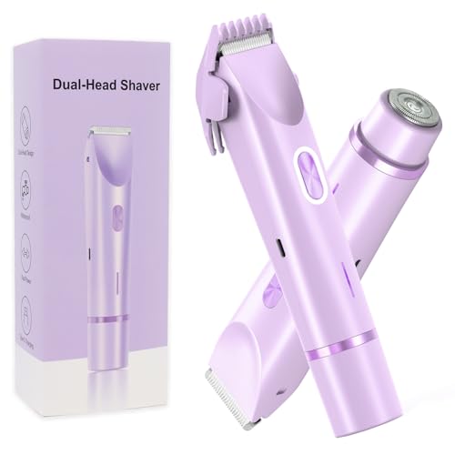 Joigivit 2 en 1 recortadora de bikini para mujer, afeitadora de doble cabezal, afeitadora eléctrica, para vello púbico femenino, IPX7, impermeable, bikini, axilas, piernas, cara, cuerpo