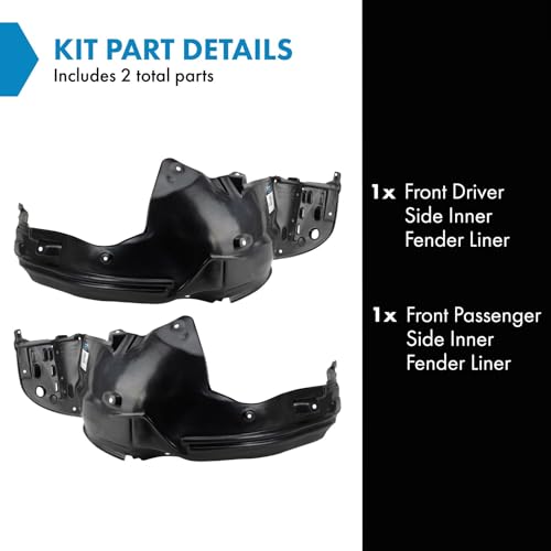 Image of TRQ Front Inner Fender Liner Set Compatible with 2013-2015 Honda Accord HO1248152 HO1249152