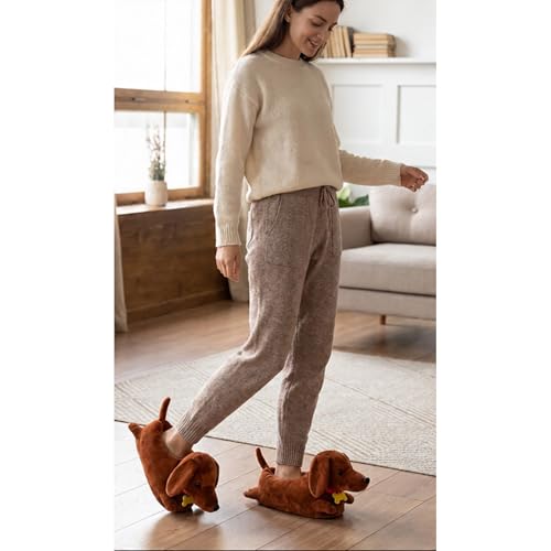 Image of Unimaglif Cute Dachshund Slippers For Women - Cozy Warm Animal Dog Slippers For Indoor