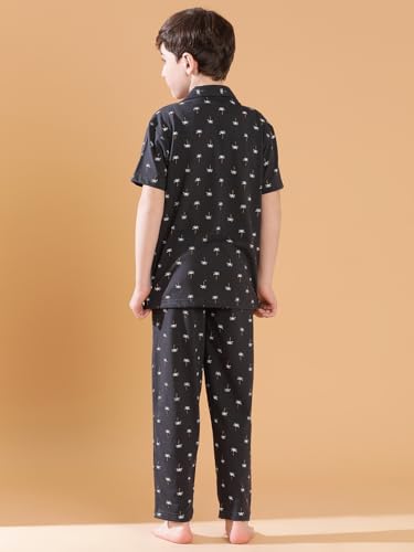 Image of Li'l Tomatoes Boys 100% Cotton Night Suit | Summer Printed Shirt & Pyjama Set | Soft & Breathable Sleepwear | 9-16 Years