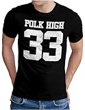 OM3® Vintage Style Polk HIGH T-Shirt - Herren - #33 High School American Football - Schwarz, XL ...