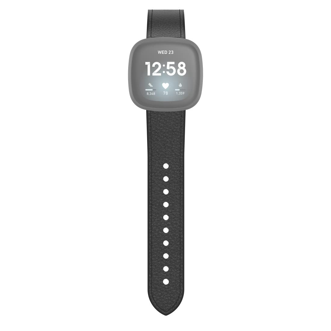 Hama Fitbit Uhrenarmband 22mm (verstellbares Ersatzarmband für Smartwatch Fitbit Versa 3 und Sense, Fitbit Armband zum Tauschen, Wechselarmband Leder u. Silikon, Edelstahl Schnalle, Herren) schwarz
