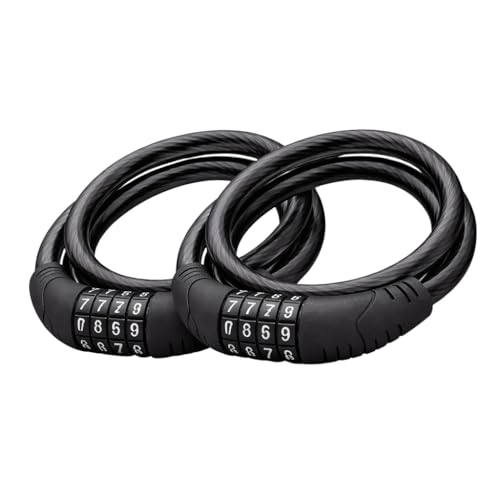 2 Pack Bike Lock Cable Black