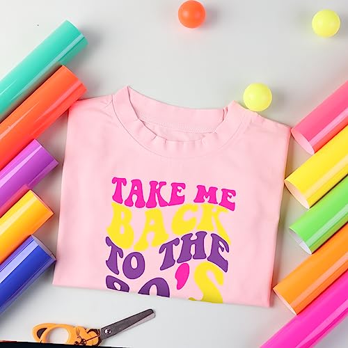 Neon HTV Heat Transfer Vinyl -12'' x 10''10 Sheets Neon Iron On Vinyl Green Neon HTV Blue Neon Heat Transfer Vinyl for T-Shirts