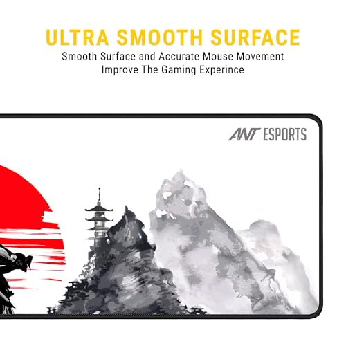 Image of Ant Esports Ninja Unique Mouse Pad Gaming Mouse Pad Extended Mouse Mat for Mouse Keyboard with Stitched Edges Waterproof Non-Slip Base Mousepads for Office Home Shop Gaming Extra Large White