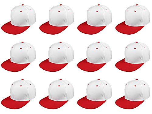 Image of Gelante Plain Blank Flat Brim Adjustable Snapback Baseball Caps Wholesale LOT 12 Pack