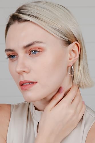 Hoops & Loops 925 Sterling Silver 2mm Oval Click-Top Hoop Earrings for Women, Sizes 15mm 20mm 25mm 30mm 35mm 40mm4