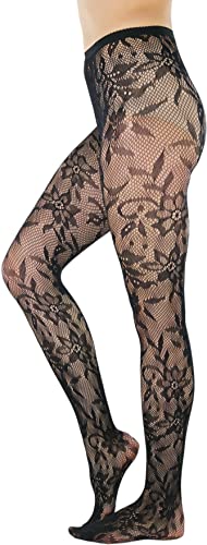 Image of ToBeInStyle Women's Elegant Floral Lace Inspired Spandex Net Full Length Tights