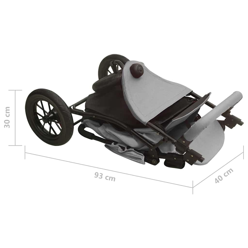 Poussette 3 Roues, Poussette Tout-terrain Campagne de Jogging Pliable pour bébé Gris clair Acier