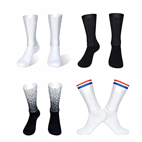 Socks For Men Anti-Slip Silicone Summer Aero White Line Cycling Sports Running Socks-White_One_Size_(35-46)4
