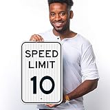 Sigo Signs Speed Limit 10 MPH Sign Federal 12 X 18 3M Prismatic Engineer Grade Reflective Aluminum for Indoor or Outdoor Use