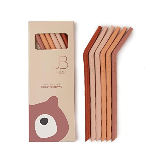 J.Born - Juego de 6 pajitas de silicona y cepillo de limpieza, pajitas reutilizables de silicona, espiral, sin BPA, reutilización de pajitas con silicona 100% de grado alimenticio (rojo)