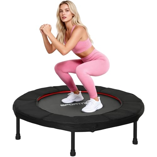 SPORTNOW Trampolino Fitness Ø102 cm Trampolino Elastico Pieghevole con Telaio in Acciaio Antiscivolo Carico 100 kg per Allenamento Gambe Corpo a Casa Ufficio Palestra Rosso
