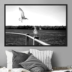 signwin Framed Canvas Wall Art Bird on Railings...