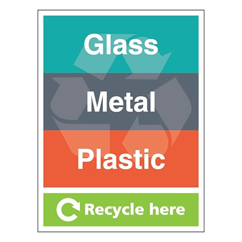 Adhésif Recycle Here 450x600 marquage tri sélectif verre métal plastique vinyle