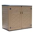 ADDOK Horizontal Outdoor Storage Sheds,Large Resin Outdoor Storage Cabinet for Patio Furniture,Grill and Gardening Tools.(38Cu.ft)